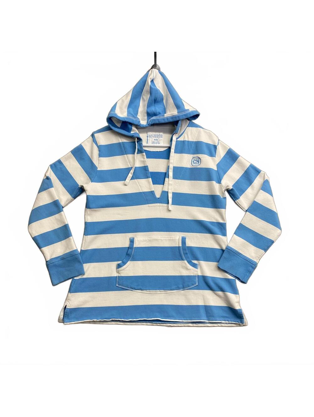 Tourist La Tour CN Tower Blue and White Striped Hoodie Made in China Size Medium